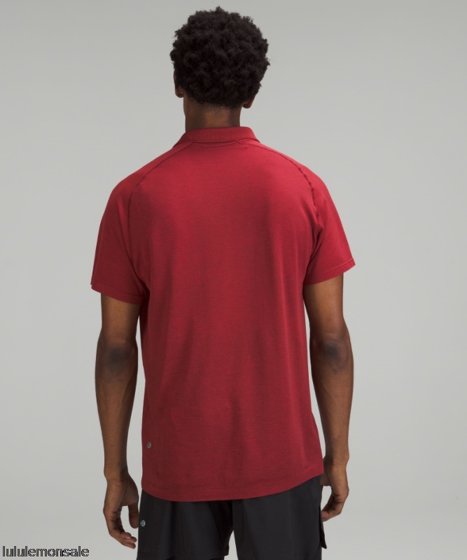 Lululemon Verkauf DELULU734 | Dunkelrotes Metal Vent Tech Poloshirt 20